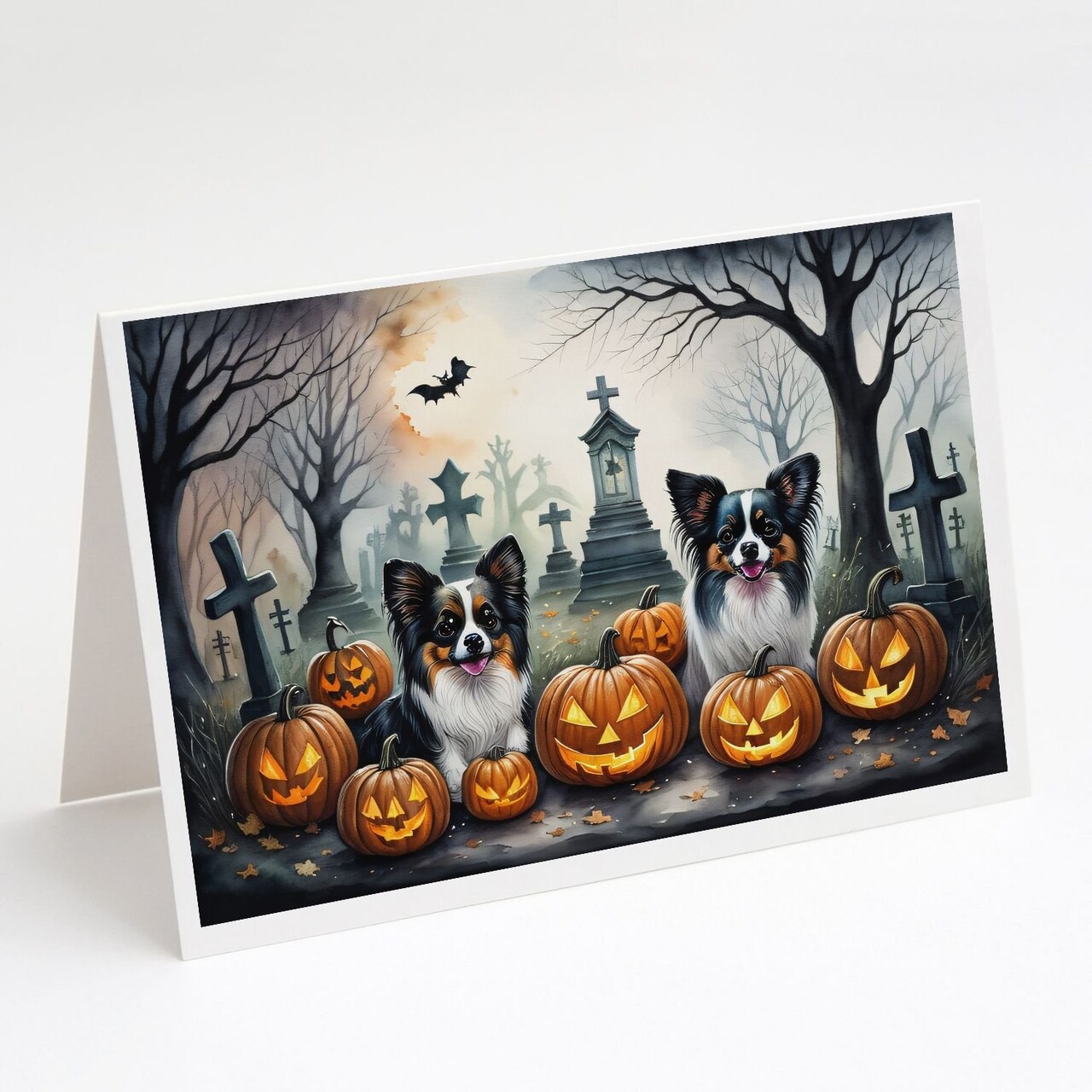 Edge Collections - 5" x 7" - Multicolor - Papillon Spooky Halloween Greeting Cards - 8 Pieces